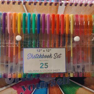 SKETCH_Paper Studio BN 12" x 12" Sketchbook Set Includes 25 Gel Pens/Sticker Set